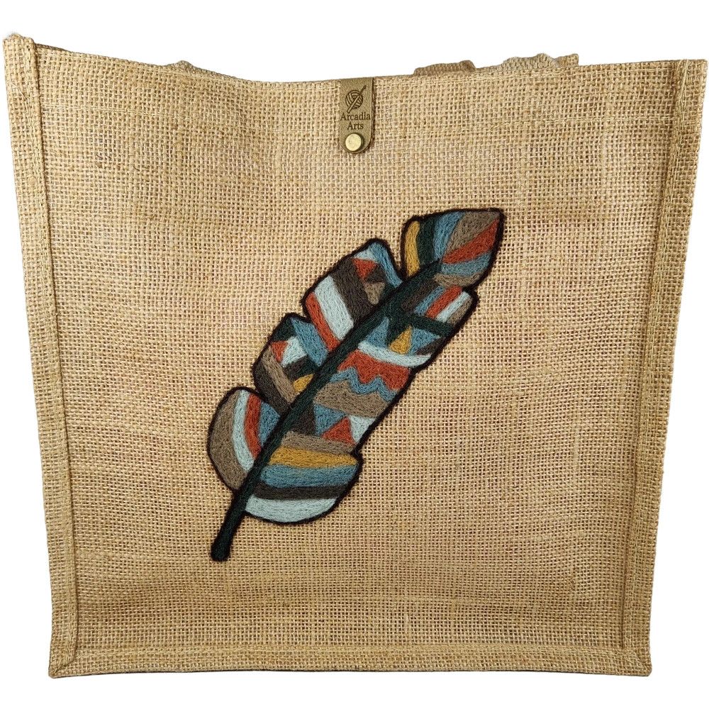Arcadia Art Jute Tote - Feather