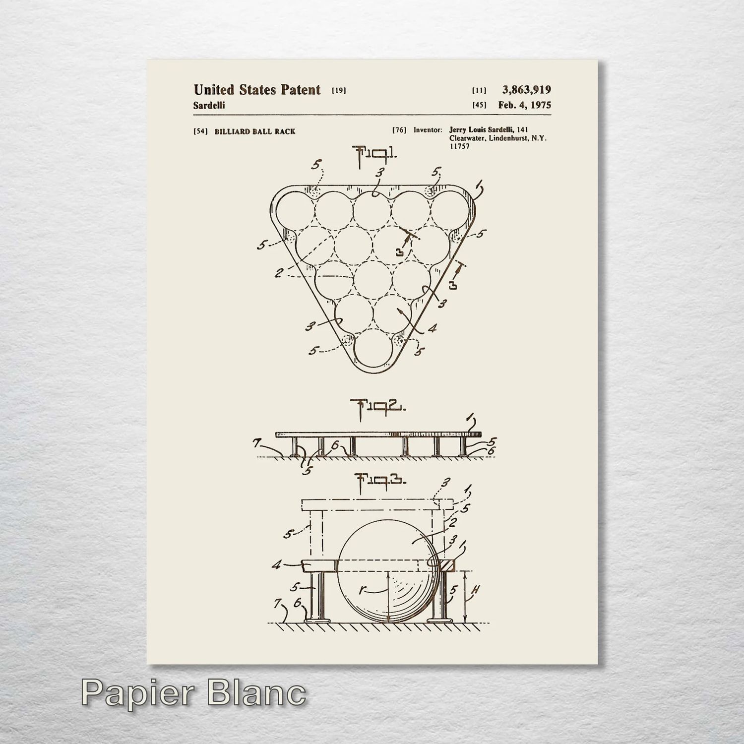 Fire and Pine Patent - Billiard Ball Rack, Papier Blanc Mini