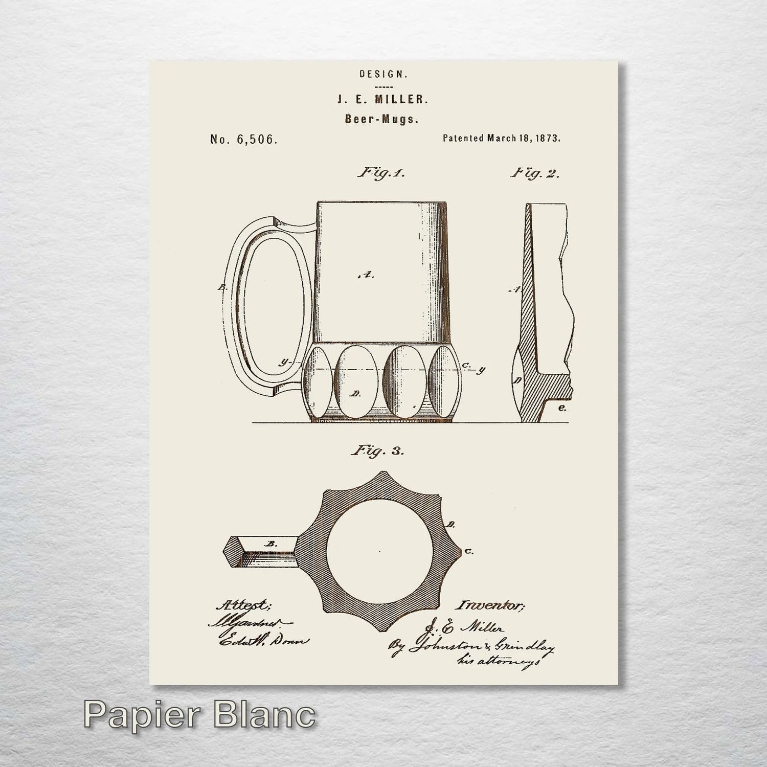 Fire and Pine Patent - Beer Mug, Papier Blanc Mini