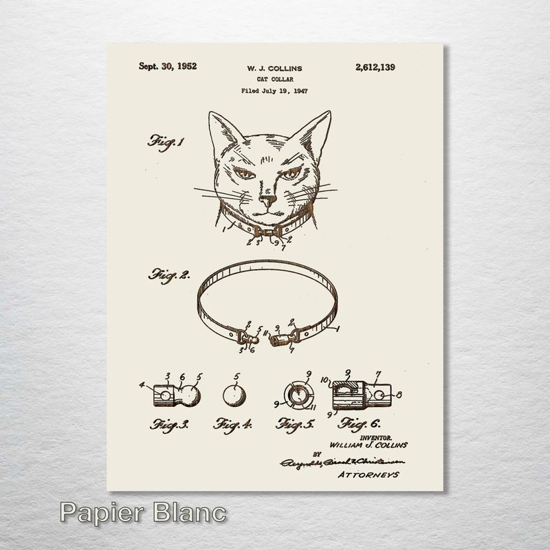 Fire and Pine Patent - Cat Collar, Papier Blanc Mini