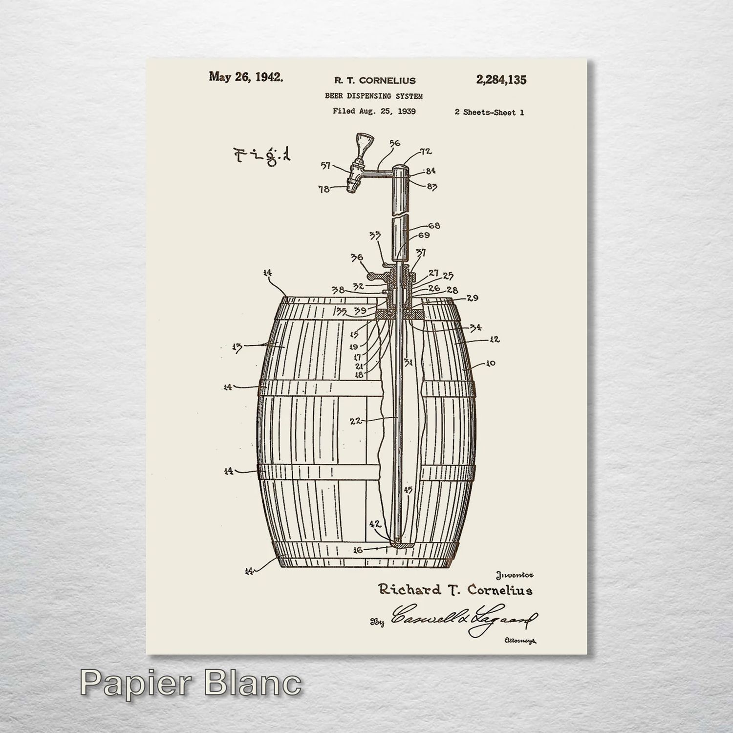 Fire and Pine Patent - Beer Dispensing System, Papier Blanc Mini