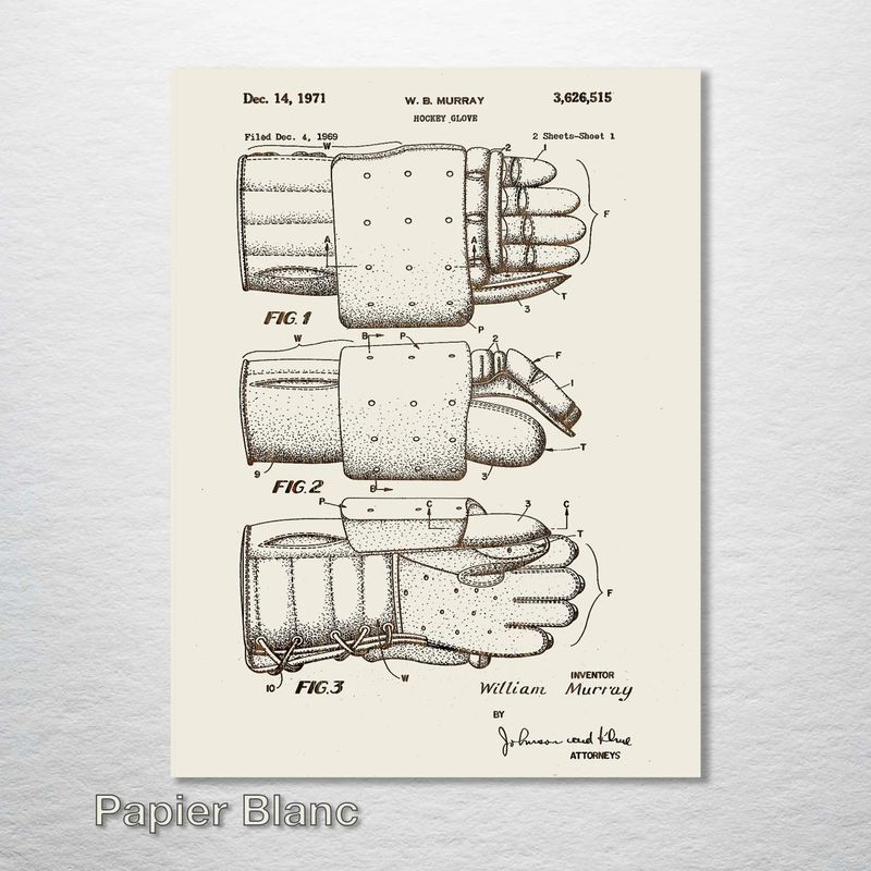 Fire and Pine Patent - Hockey Glove, Papier Blanc Mini