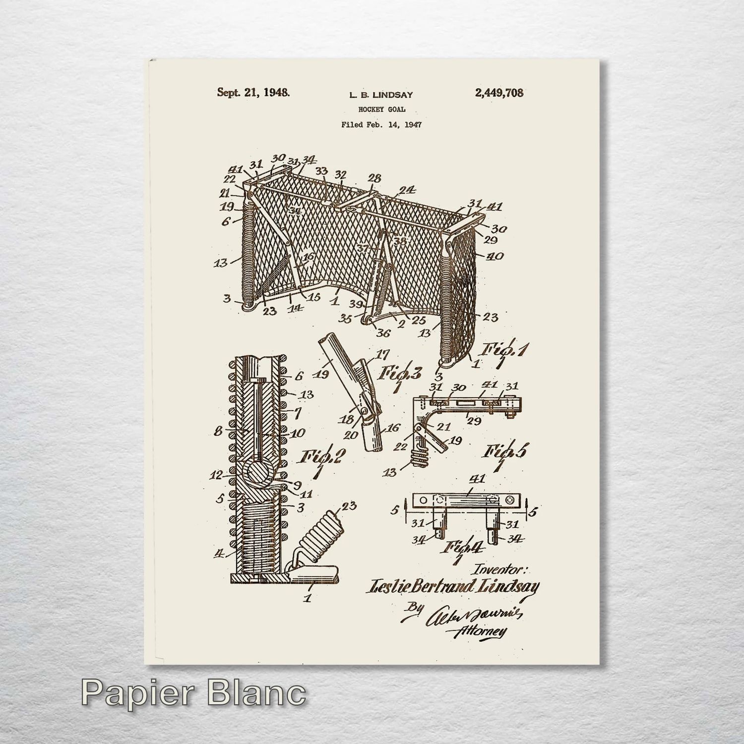 Fire and Pine Patent - Hockey Goal, Papier Blanc Mini