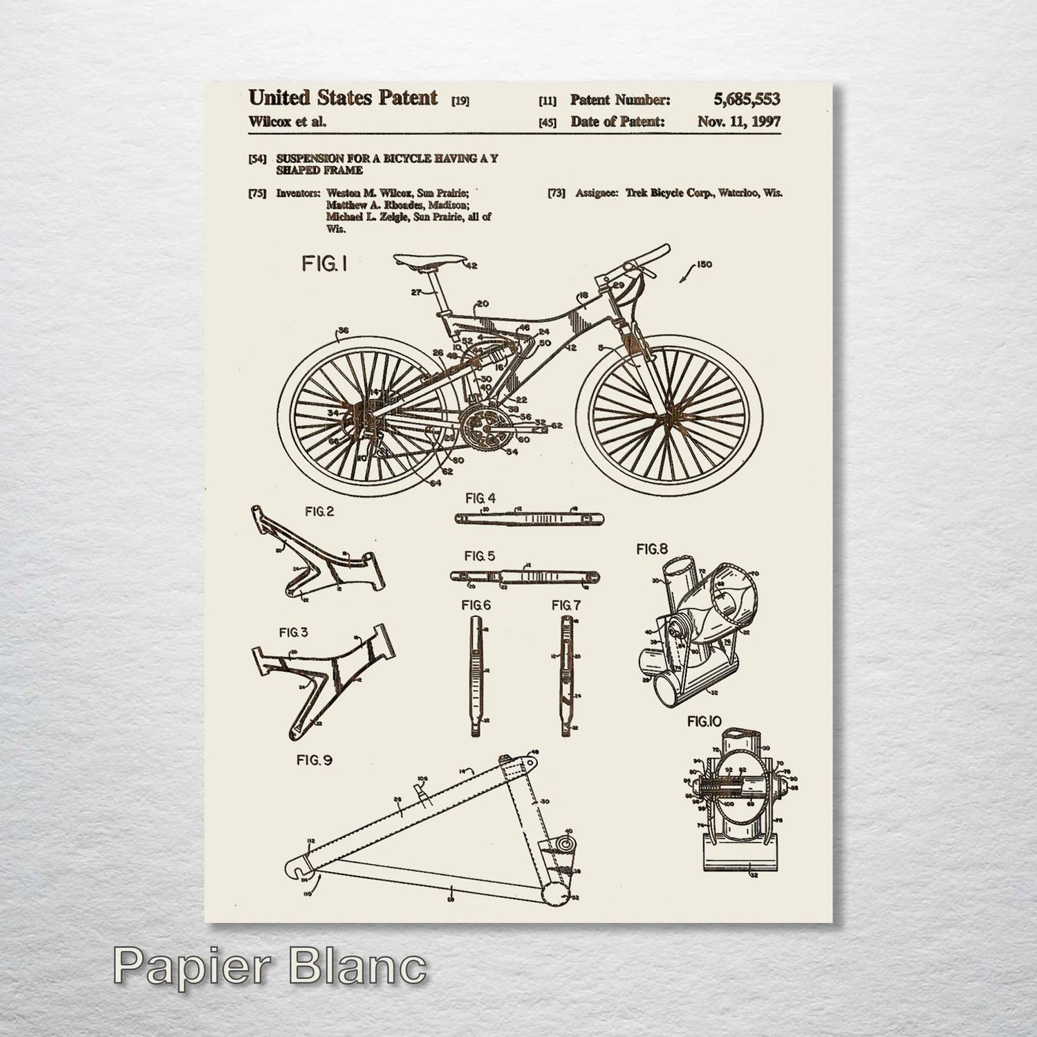 Fire and Pine Patent - Mountain Bike, Papier Blanc Mini
