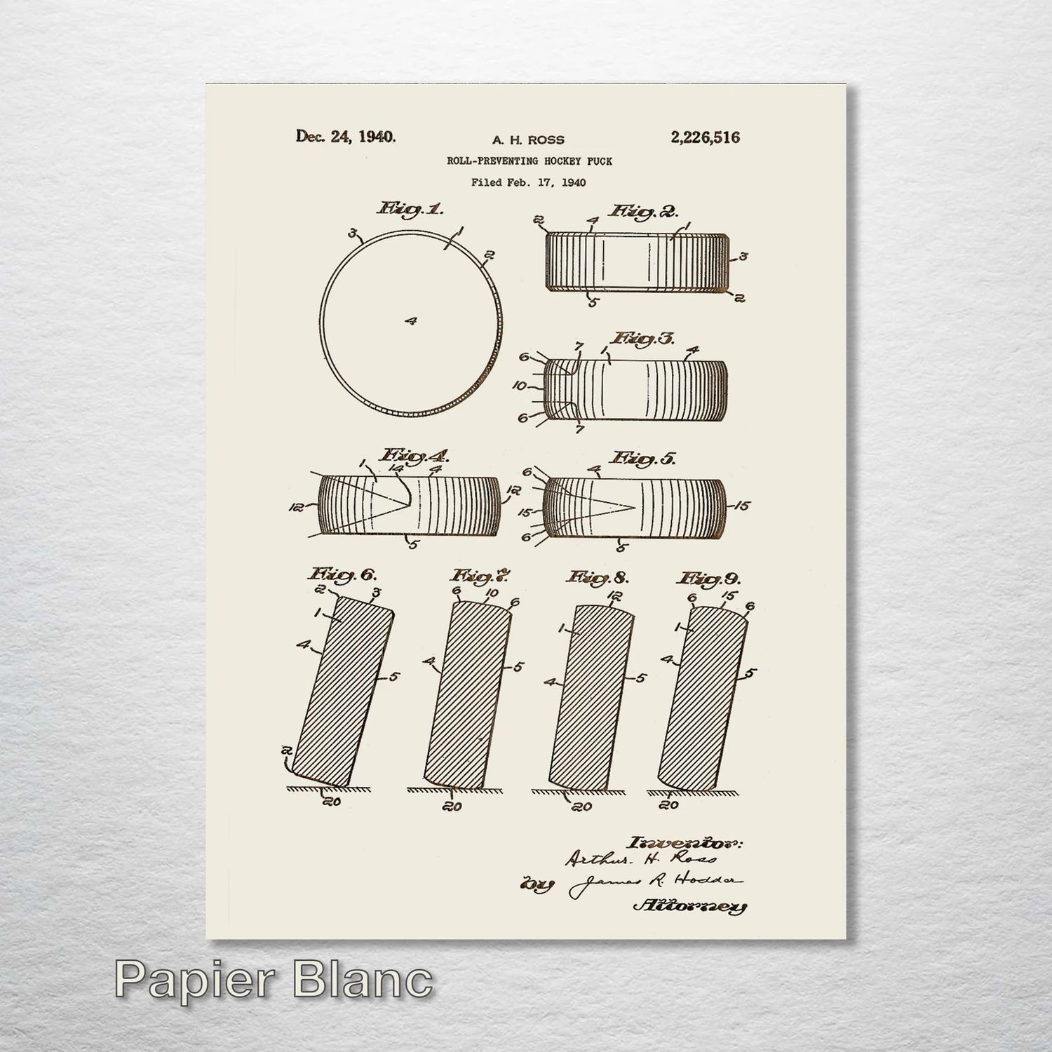 Fire and Pine Patent - Hockey Puck, Papier Blanc Mini