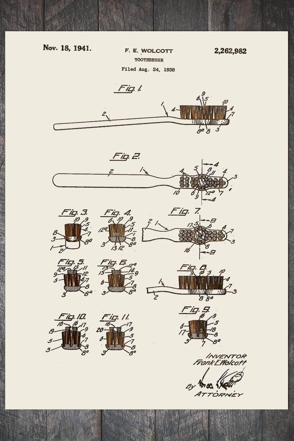 Fire and Pine Patent - Toothbrush, Papier Blanc Mini