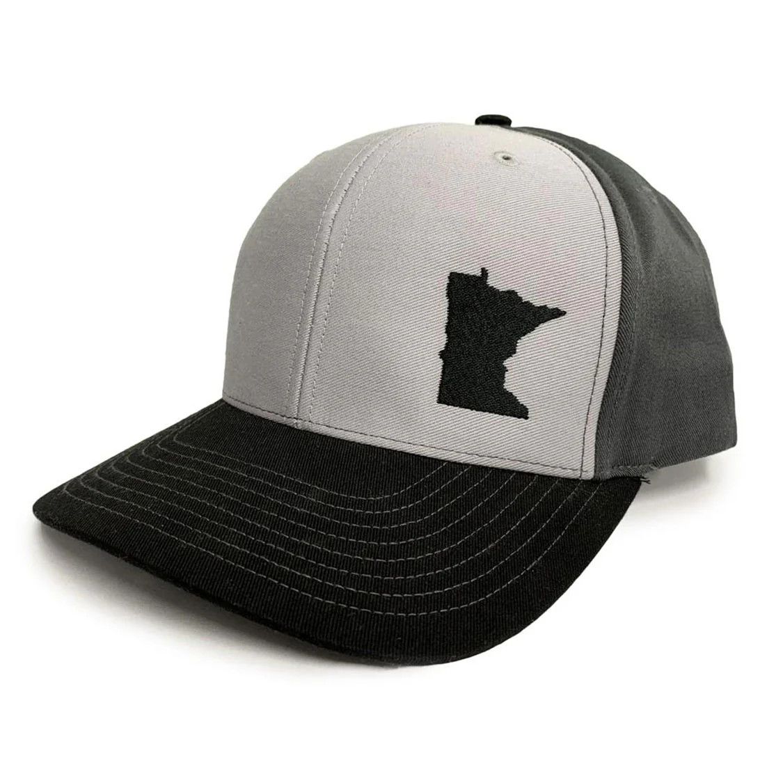 Minnesota Awesome Baseball Cap - MN Shape Hat - Solid Back Grey/Black