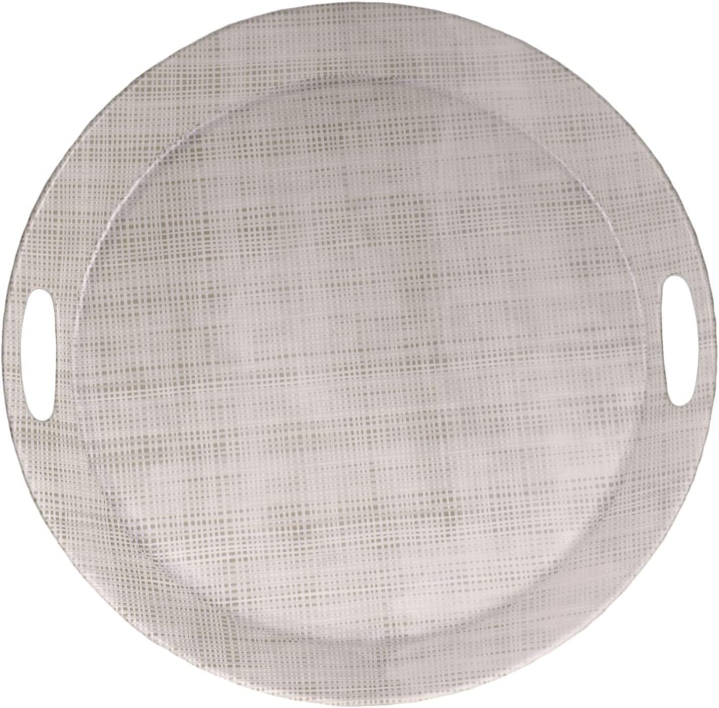Merritt Designs Luxe Linen Beige - 17" Round Serving Tray