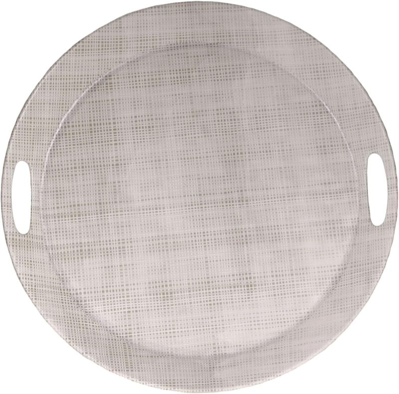 Merritt Designs Luxe Linen Beige - 17" Round Serving Tray