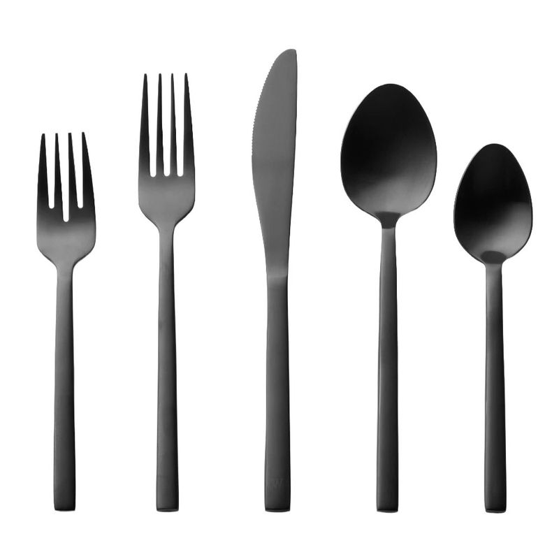 Fortessa Arezzo Brushed Black 20p Flatware Set, Boxed