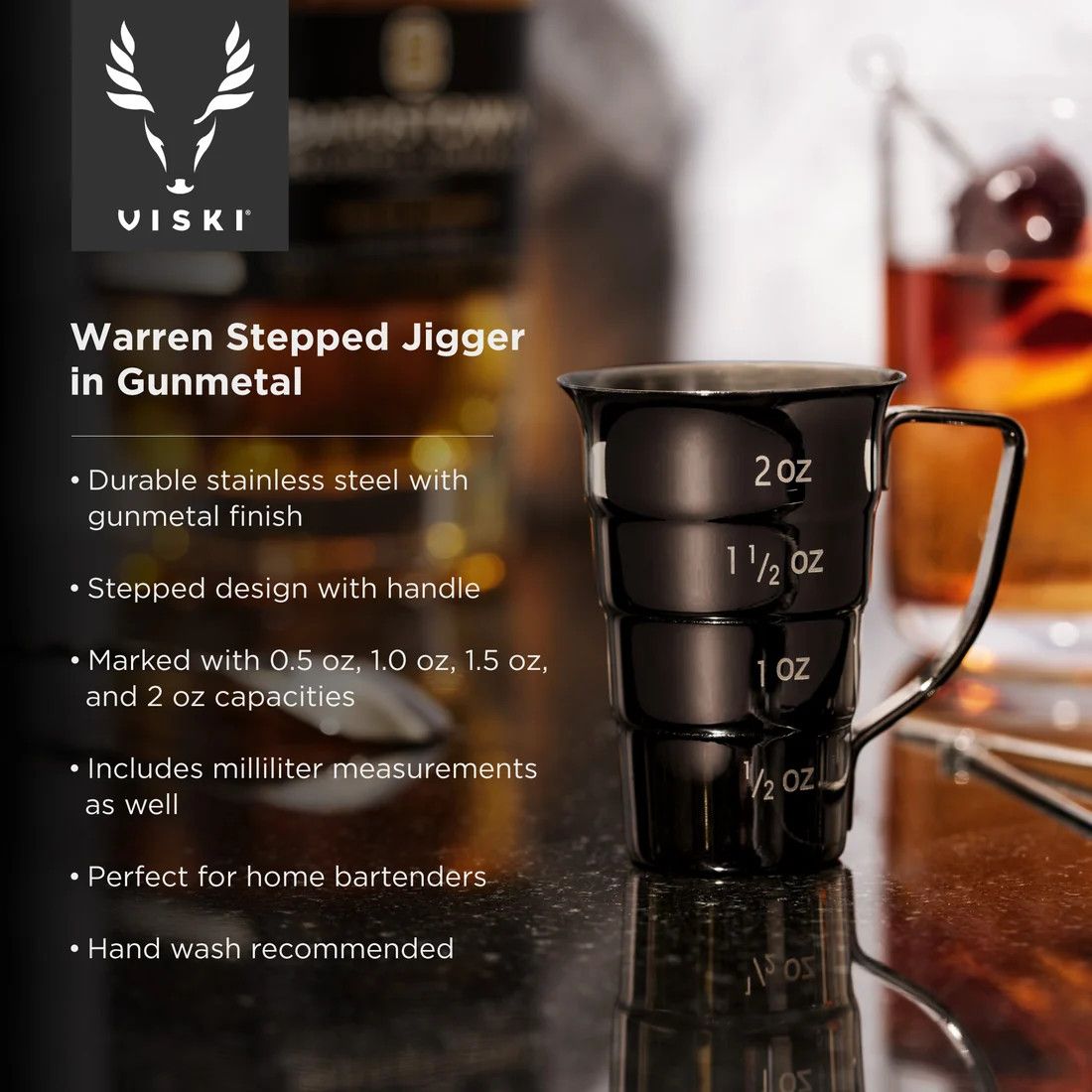 Viski - Stepped Jigger, Gunmetal