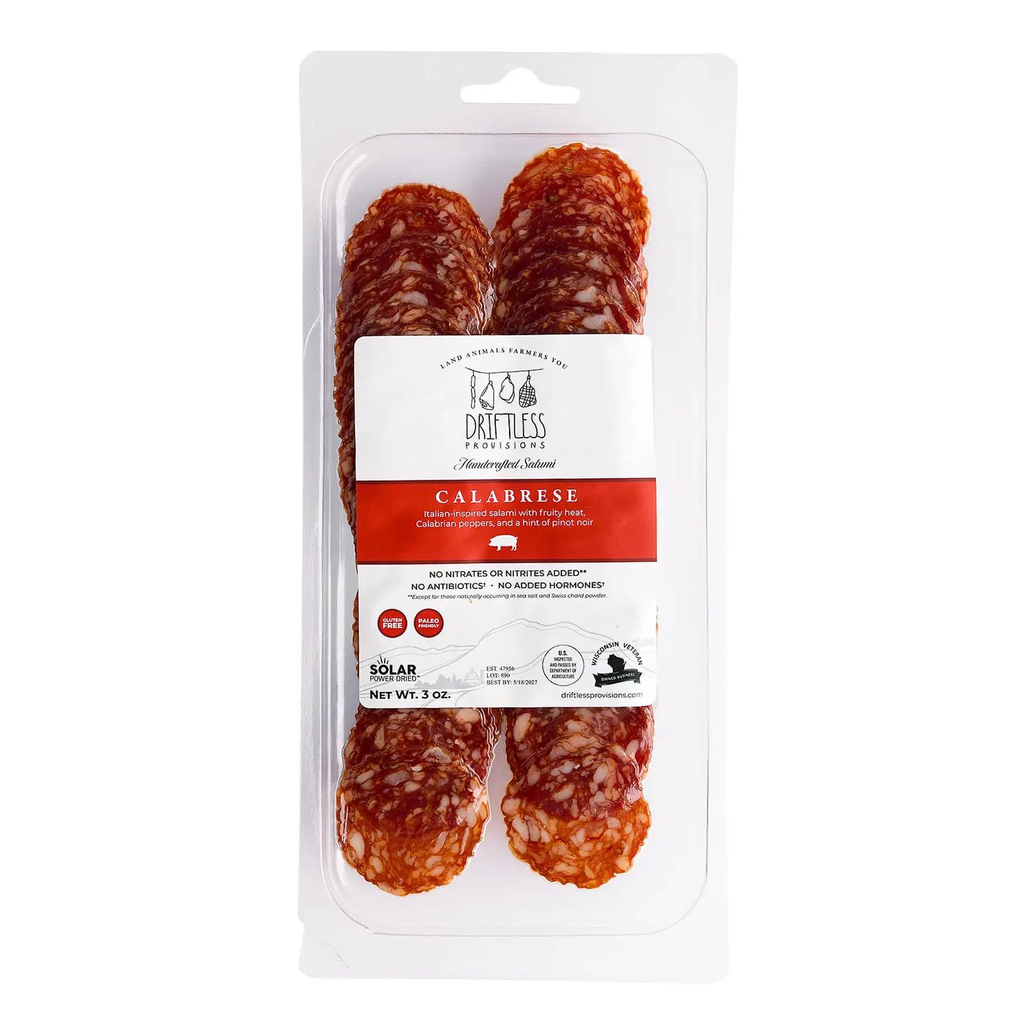 Driftless Provisions Pre-Sliced Salami - Calabrese