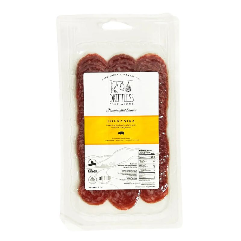 Driftless Provisions Pre-Sliced Salami - Loukanika