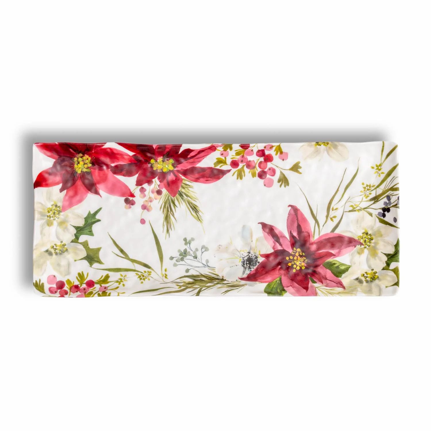 Merritt Designs Poinsettia - Appetizer Tray 15.25 x 6.5”