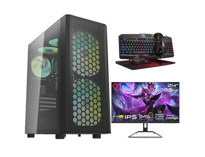 i5 GAMING PC, i5-12400F, GTX 1660 SUPER 6GB, WINDOWS 11 PRO With GAMEON 24&quot; FHD 165Hz Gaming Monitor and Redragon S101 4in1 Gaming Kit