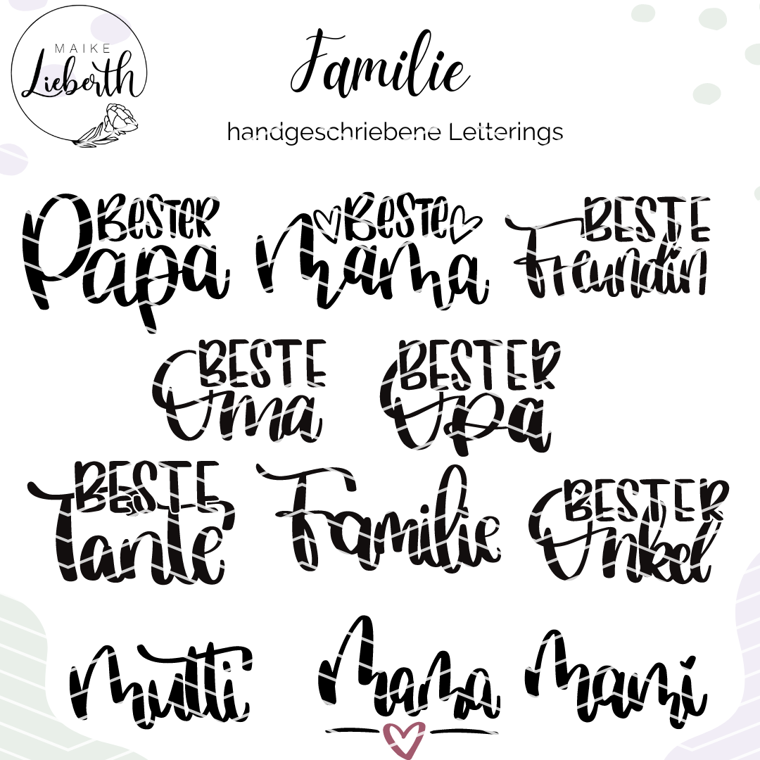 Familien Lettering - Plott- und Laserdatei