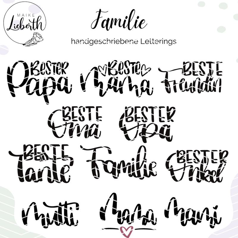 Familien Lettering - Plott- und Laserdatei Familien Lettering - Plott- und Laserdatei