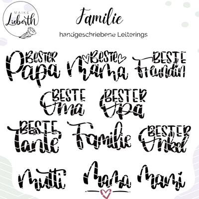Familien Lettering - Plott- und Laserdatei Familien Lettering - Plott- und Laserdatei