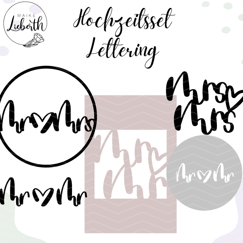 Hochzeitsset Lettering Plott- und Laserdatei Hochzeitsset Lettering Plott- und Laserdatei