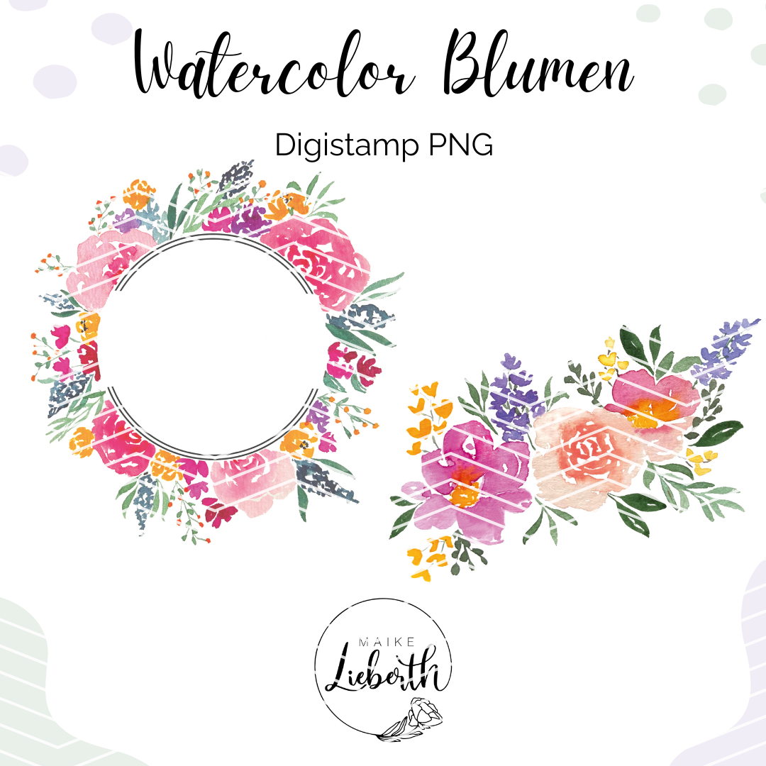 Watercolor Blumen- Digistamp PNG