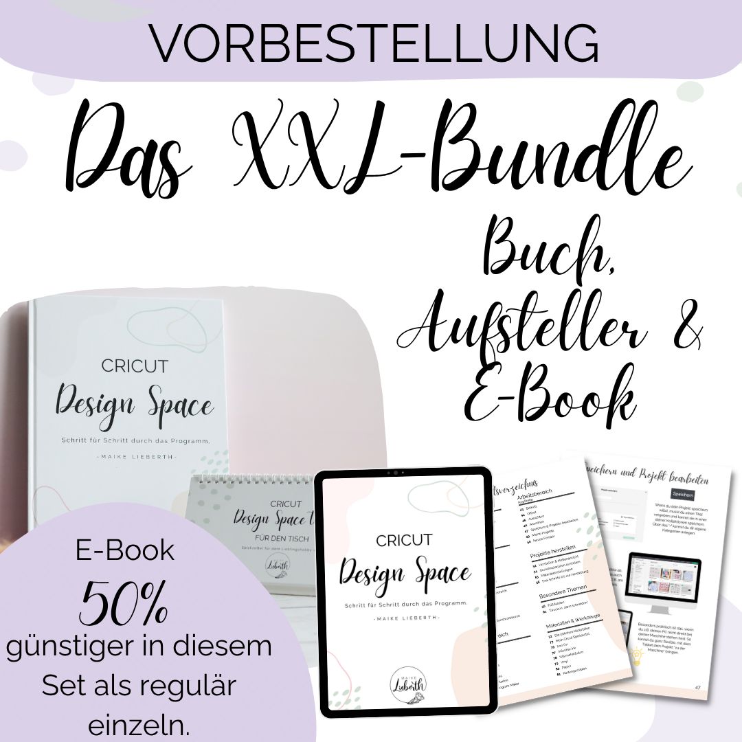 VORBESTELLUNG Buch + E-Book + Aufsteller (Komplett-Set) "Cricut Design Space - Schritt für Schritt durch das Programm"