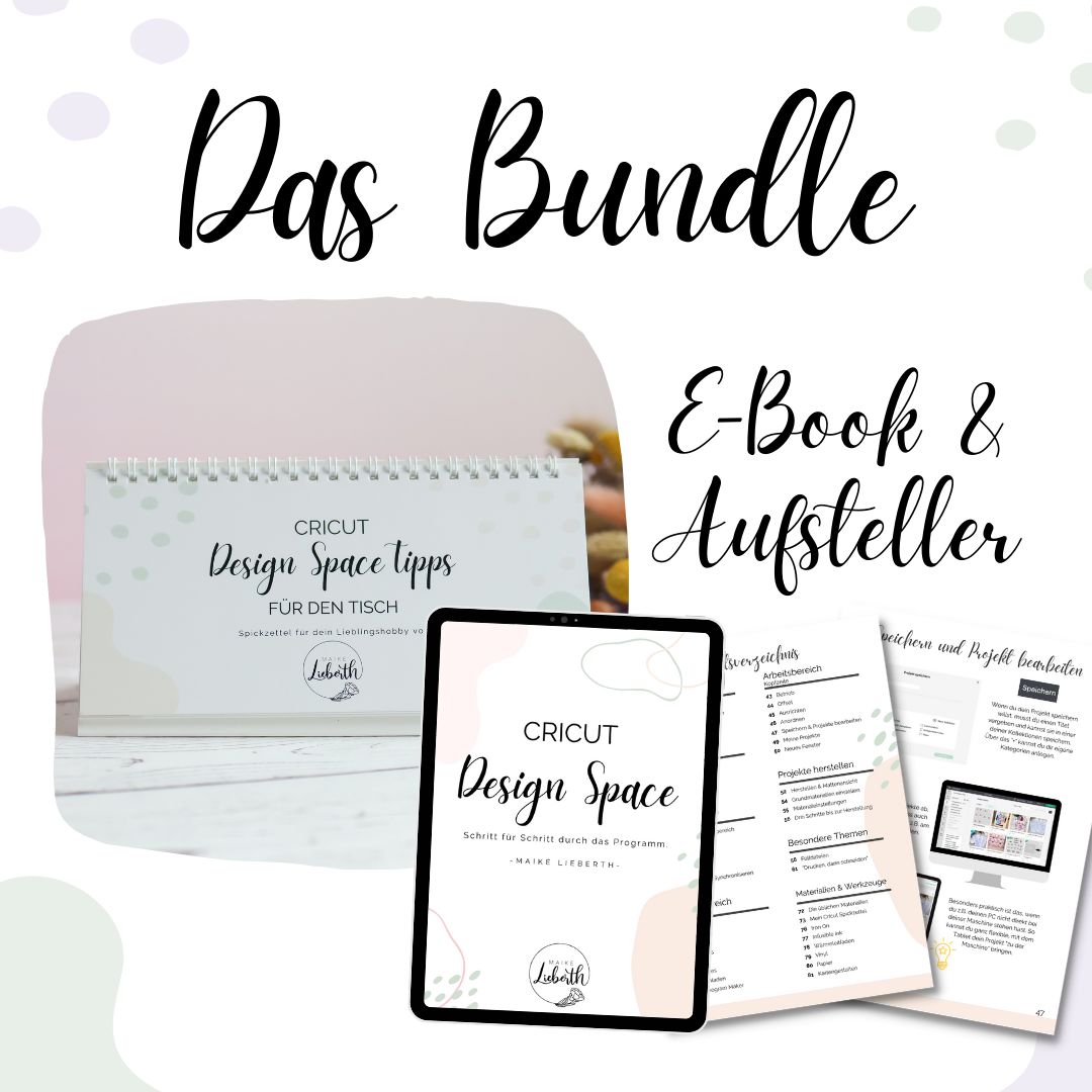Aufsteller + E-Book (Set) "Cricut Design Space – Schritt für Schritt durch das Programm"