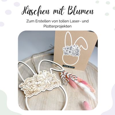 Hasen mit Blumen - Set | Plott- und Laserdatei