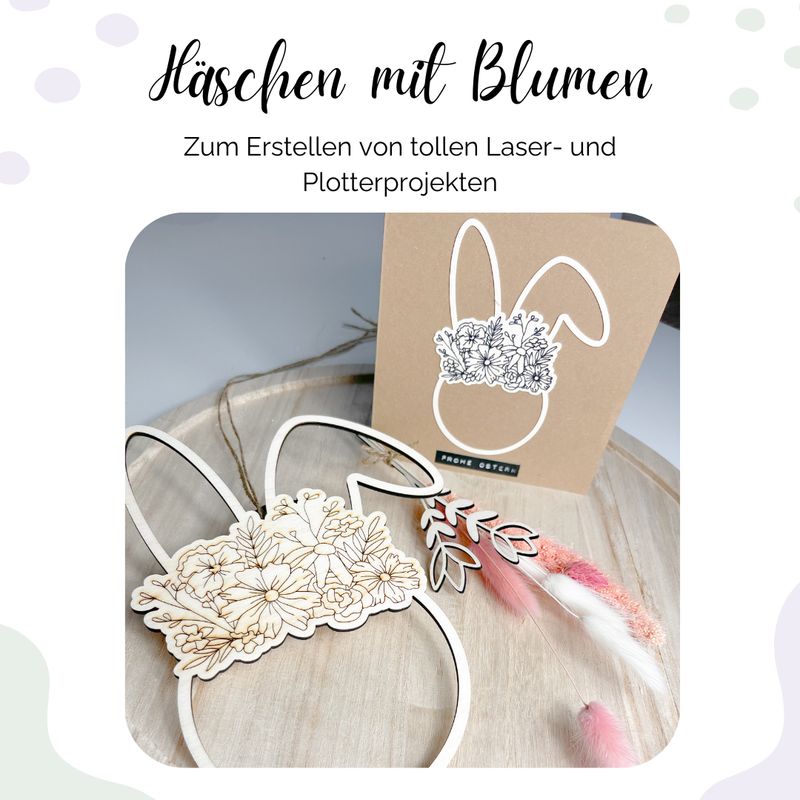 Hasen mit Blumen - Set | Plott- und Laserdatei Hasen mit Blumen - Set | Plott- und Laserdatei