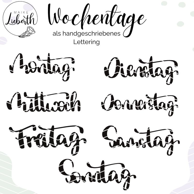Wochentage - Plott- und Laserdatei Wochentage - Plott- und Laserdatei
