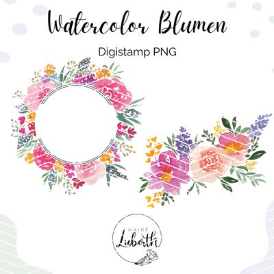 Watercolor Blumen- Digistamp PNG