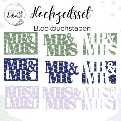 Hochzeitsset Blockbuchstaben- Plott- und Laserdatei