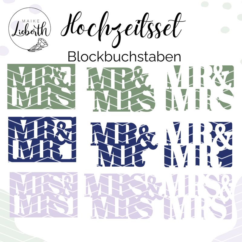 Hochzeitsset Blockbuchstaben- Plott- und Laserdatei Hochzeitsset Blockbuchstaben- Plott- und Laserdatei