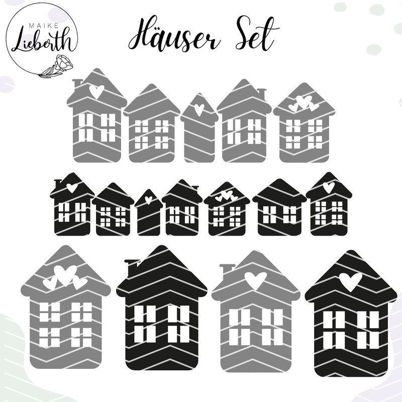 Häuser Set Herzen - Plott- und Laserdatei Häuser Set Herzen - Plott- und Laserdatei