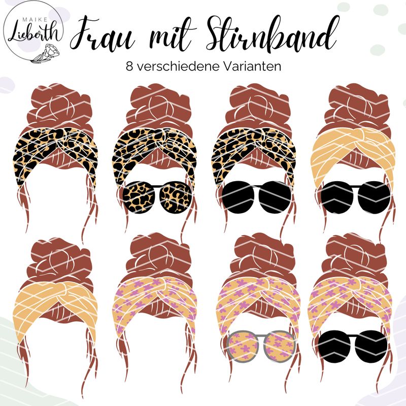 Messy Bun Frau- Plott- und Laserdatei Messy Bun Frau- Plott- und Laserdatei