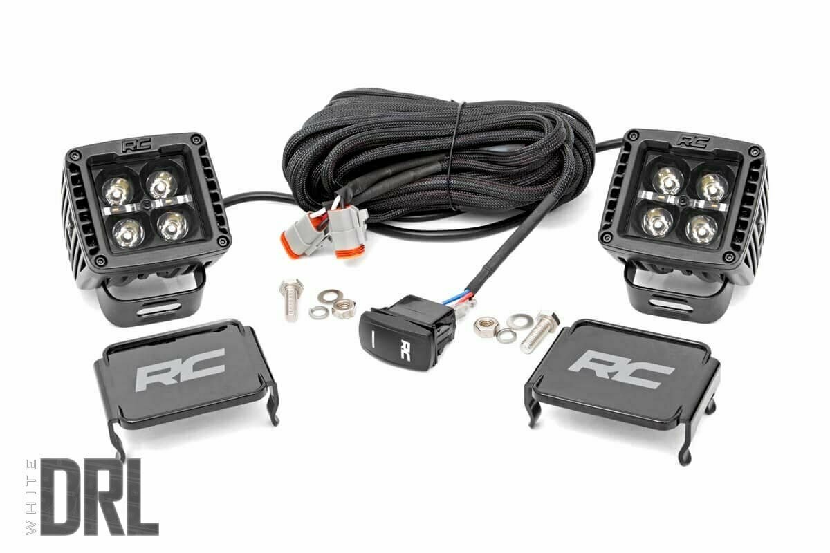 2-inch Square Cree LED Lights - (Pair | Black Series w/ Cool White DRL)