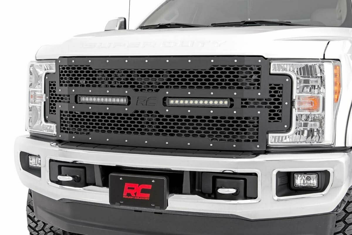 Ford Mesh Grille w/ Dual 12in Black-Series LEDs (17-19 Super Duty)