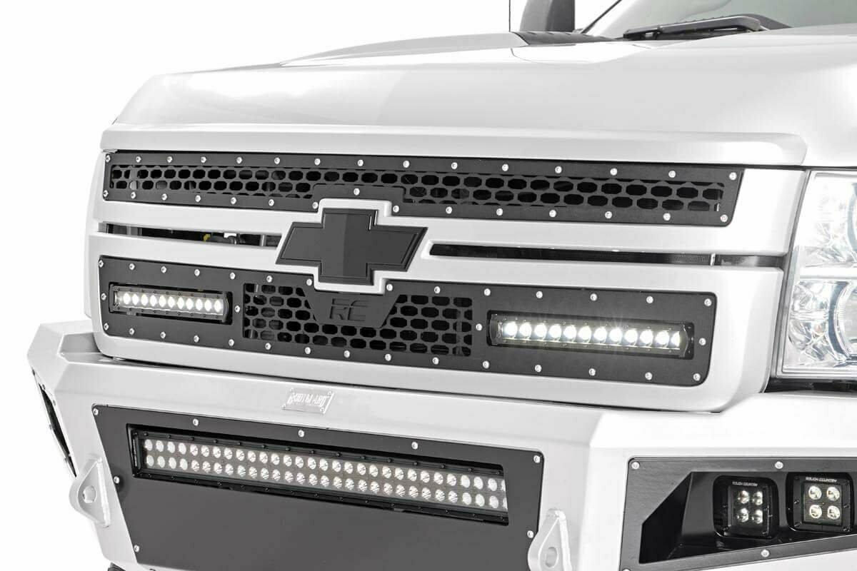Chevy Mesh Grille w/ Dual 12in Black Series LEDs (11-14 Silverado HD)