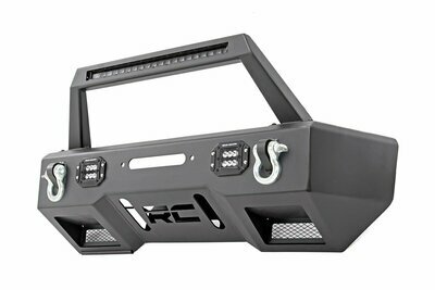 Jeep Front Stubby LED Winch Bumper w/Hoop | Black Series (JK, JL, Gladiator JT)