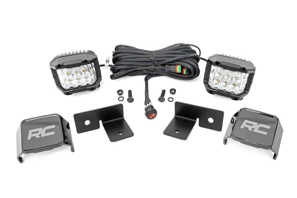LED Light | Under Bed Mount | 2" Chrome Pair | Wide Angle | Polaris General (18-22)
