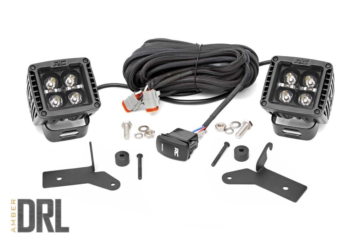 Jeep 2-inch LED Lower Windshield Kit (18-21 Wrangler JL  20-21 Gladiator JT | Black-Series w/ Amber DRL)