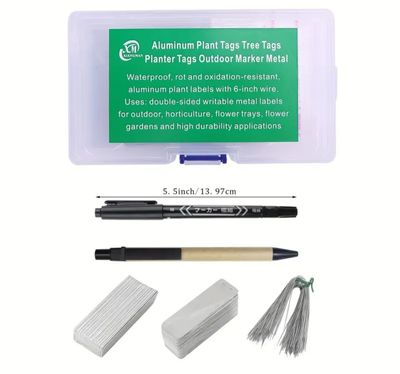 100 Pack Aluminum Plant Labels In A Box With PCD Marker &amp; Pen