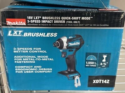 Makita Brushless 18 Volt XDT14Z Li-Ion 1/4&quot; 3-Speed Impact Driver (Tool Only)