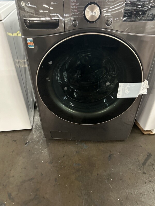 LG TurboWash 360 4.5cu ft HE Stackable Smart FrontLoad Washer (Black Steel) ENERGY STAR