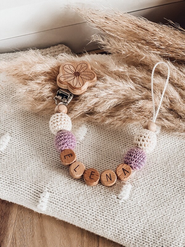 Schnullerkette lila personalisiert
