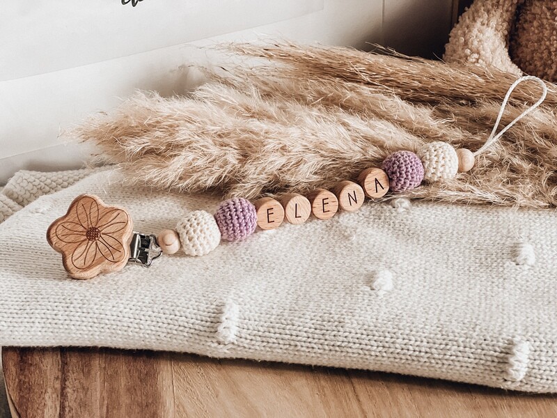 Schnullerkette lila personalisiert