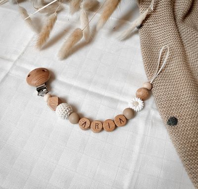 Schnullerkette Beige