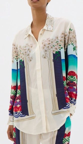 MUMA World 100% Organic Silk Riviera Long Sleeve Blouse