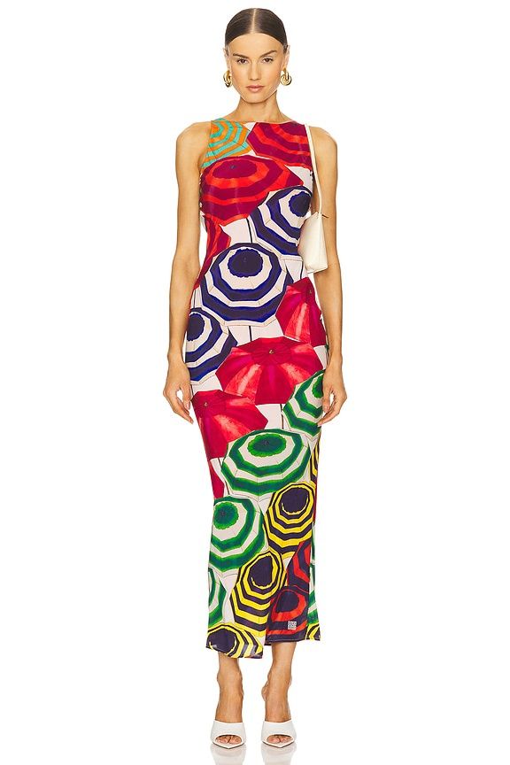 MUMA World 100% Silk Riviera Electra Maxi Dress - Parasol Print
