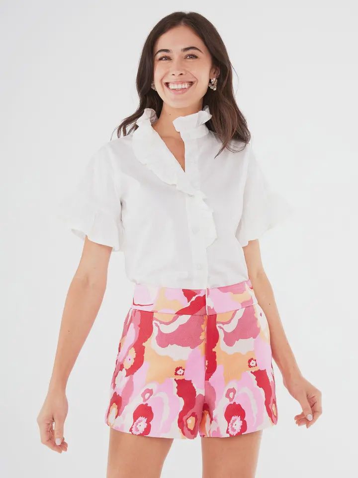 Jacquard Retro Print Shorts - Cherry Bliss