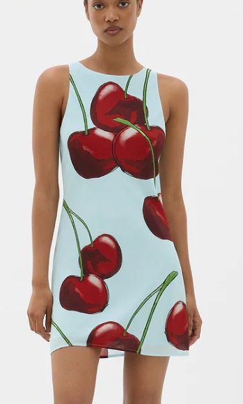 MUMA World 100% Silk Cherry Print Mini Dress - Cherry Electra